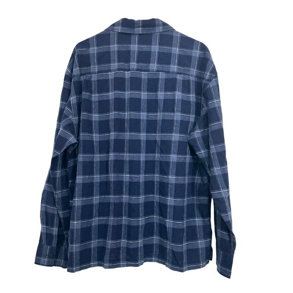 American Eagle Mens Navy Blue Plaid Button-Down Shirt SZ M Long Sleeve Cotton - Picture 2 of 10